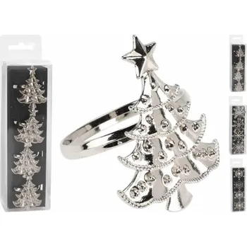 Kroužek na ubrousek Kroužek na ubrousky strom 5 x 5 cm stříbrný 4 ks