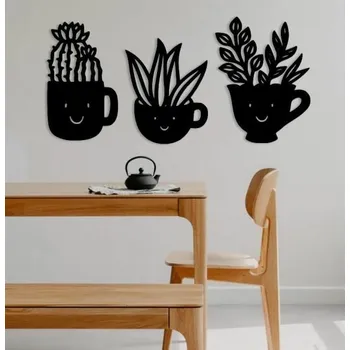 Dekorace na zed do kuchyně KVĚTINY 3ks - 20x40 cm