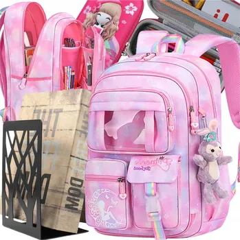 Školní batoh ŠKOLNÍ BATOH A4 ŠKOLNÍ TAŠKA PRO DÍVKU PENÁL REFLEXNÍ PRVKY VÍCEKOMOROVÝ