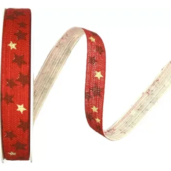 Stuha Stuha vánoční CELESTIAL SLIM RED 15mm x 20m (6,-Kč/m) (Stuha bavlněná, jednostranný potisk, s vetkaným vlascem)