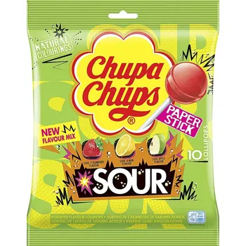Bonbon Lízátko CHUPA CHUPS 10 ks / 120 g SOUR (Chupa chups kyselá lízátka ve 3 příchutích Bez lepku)