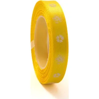 Stuha Saténová stuha s květy 1,2 cm Žlutá