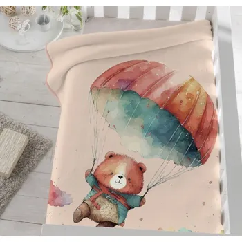 Dětská deka Dětská španělská deka Piel 80x110 cm - Méďa s padákem, PIEL S.A.