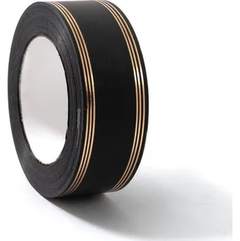 Stuha Stuha 4 cm, zlatý proužek Černá
