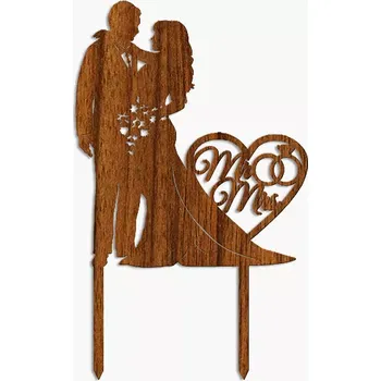 Dortová svíčka Svatební zápich na dort 10x16cm, 2ks