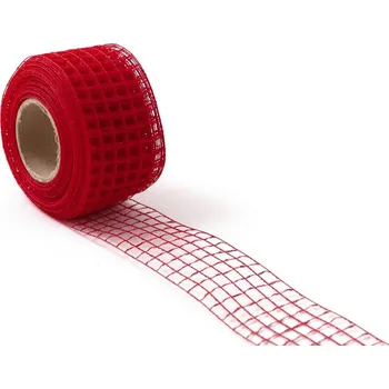Stuha Síťovaná stuha 5 cm Červená