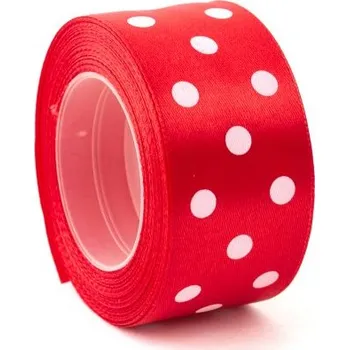 Stuha Saténová stuha s puntíky 38 mm Červená