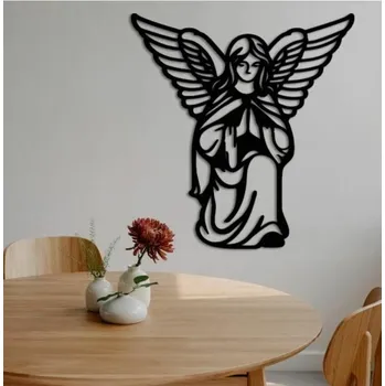 Vánoční dekorace Dřevěný anděl - Obrázek anděla strážného 30x29 cm