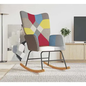 Křeslo vidaXL Houpací křeslo patchwork textil [328203] Barva: Šedá