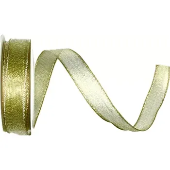 Stuha Stuha zlatá PLATINUM GOLD lurexová 15mm x 3,5m (5,70 Kč/m) (Stuha zlatá, lurexová, průsvitná, s drátkem v lemu)