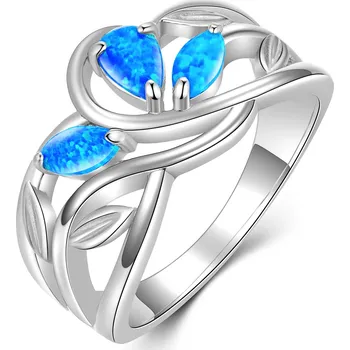 Šperk NUBIS® Stříbrný prsten s modrým opálem - velikost 56 - NB-5104-OP05-56