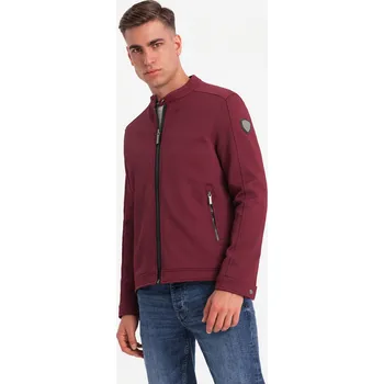 Pánské oblečení Ombre Men's BIKER jacket in structured fabric - maroon Ombre tmavě červená 2559065