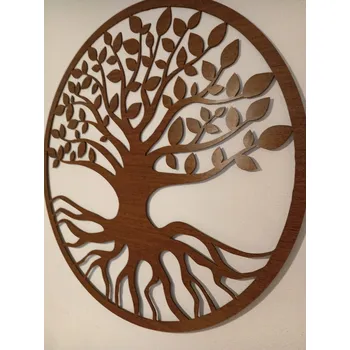 Dřevěný strom života na zeď – stylová přírodní dekorace - 20x20 cm