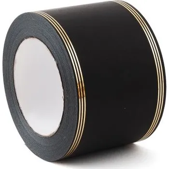 Stuha Stuha 8 cm, zlatý proužek Černá