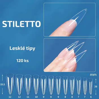 Umělé nehty Koskoe Stiletto - lesklé tipy na nehty; 120 ks