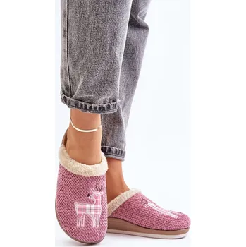 Dámské pantofle Dámské Pantofle S Sobem A Kožíškem Inblu CT000034 Růžové Inblu tmavě červená 3048646