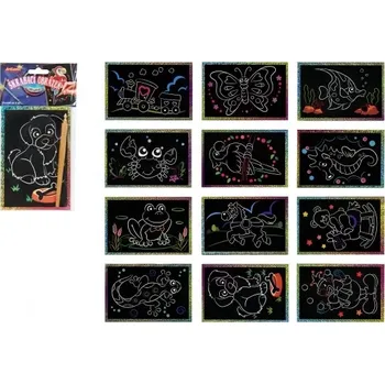 omalovánky Obrázek škrabací třpytivý barevný hologramový set s nástrojem různé druhy