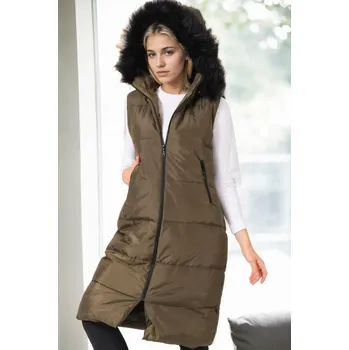 Z6741 DEWBERRY WOMEN'S VEST-KHAKI-1 dewberry hnědá 3067891