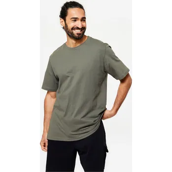 DOMYOS Pánské fitness tričko s krátkým rukávem S KAŠTANOVÁ|ZELENÁ