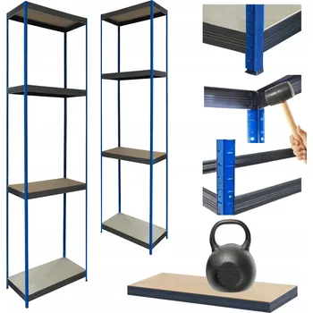 Dílenský regál Kovový regál do skladu, garáže, stojan HELIOS 180x35x35cm, 4 police, nosnost 175kg