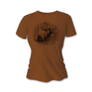 Dámské tričko Dámské lovecké tričko TETRAO divočák velký - hnědé XS