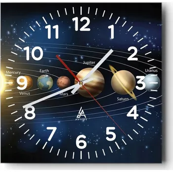 Hodiny Nástěnné hodiny do obýváku 40x40 Kosmos Bezhluczne Skleněné hodiny Tiché