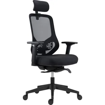 Kancelářská židle Atomic černá, čalouněný sedák a podhlavník