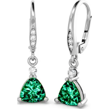 Náušnice Couple, Zlaté náušnice, bílé zlato zirkon, smaragd syntetický, Patent visací dámský, 585-66-3-0338.1B00.0.00.106.10