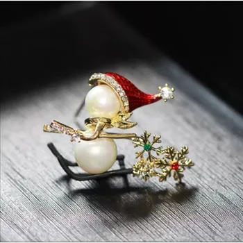 Brož vánoční sněhulák na lyžích (Různé dárky )