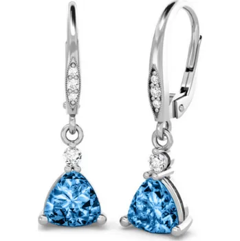 Náušnice Couple, Zlaté náušnice, bílé zlato zirkon, smaragd syntetický, Patent visací dámský, 585-66-3-0338.1B00.0.00.103.10