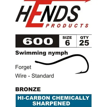 Rybářský háček HENDS 600 - Swimming Bronz Velikost: 8, Balení: 25 ks