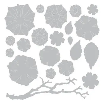 Kancelářská technika SIZZIX Thinlits vyřezávací kovové šablony - květy a lístky 21 ks