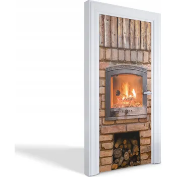 Fototapeta Samolepicí samolepící na dveře skříně Krb s dřevem 95 x 205 cm