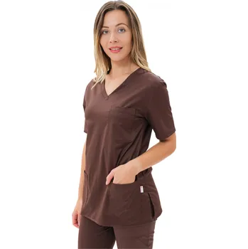 Zdravotnický oděv Perlička® Zdravotnická košile LORA SATTÉ Čokoláda Barva: Čokoláda, Velikost: 42