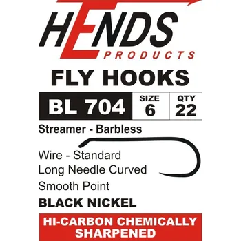 Rybářský háček HENDS BL704 - BARBLESS Velikost: 4, Balení: 20 ks