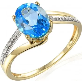 Prsten Gems, Diamantový prsten Monroe, kombinované zlato s brilianty a modrým topazem, vel. 55, prům. 17.5 mm, 585-38-1-4526.2ZB0.0.55.HSI.603