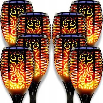 Venkovní osvětlení 8x SOLÁRNÍ LED LAMPA POCHODEŇ ZAHRADNÍ ZAPICHOVACÍ PLAMEN OHEŇ ZAHRADNÍ