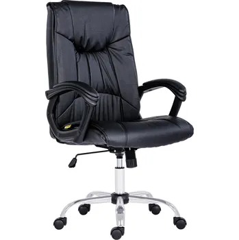 Kancelářské křeslo Denver černé s kovovým křížem a koženými područkami