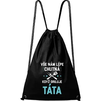 Městský batoh DOBRÝ TRIKO Bavlněný batoh Když griluje táta Barva: Černá