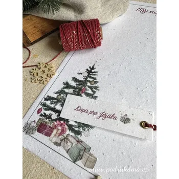 Vánoční dekorace Pod Rukama Dopis Ježíškovi se zdobenou obálkou