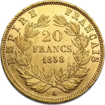 Historická zlatá mince 20 Frank Napoleon III (1853-1860)