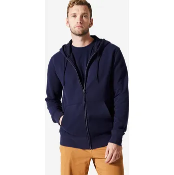Pánská móda DOMYOS Pánská meltonová fitness mikina s kapucí 2XL MODRÁ