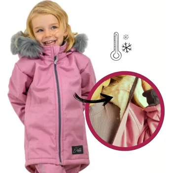 Esito (ušito v ČR) Dívčí zimní kabát Esito s umělým kožíškem růžový 86