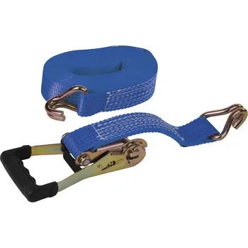 Upínací popruh Silverline Ráčnový popruh 50 mm × 8 m – pogumovaná ráčna a háky 846125