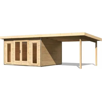 Zahradní stavba KARIBU HOLZTECHNIK dřevěný domek KARIBU RADEBURG 2 + přístavek 330 cm (31480) natur LG3930