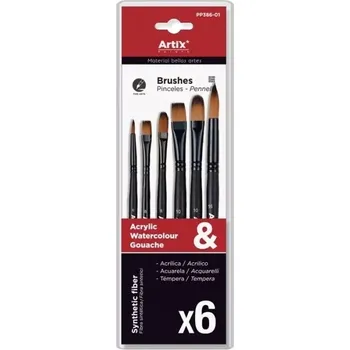 Umělecký štětec Sada štětců Artix vhodných pro akryl syntetika 6ks