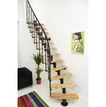 Stavebnicové schody Minka Comfort Black/Buk černá barva konstrukce, nášlapy buk