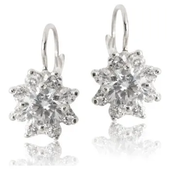 Náušnice Zlaté náušnice kytičky ,bílé i žluté zlato , čiré zirkony - VE 61