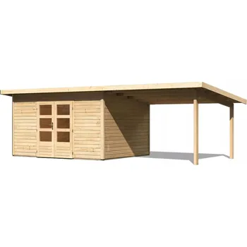 Zahradní stavba KARIBU HOLZTECHNIK dřevěný domek KARIBU NORTHEIM 4 + přístavek 330 cm (91471) natur LG3858