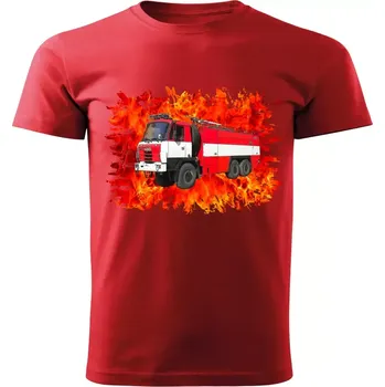 Chlapecké tričko tričko pro hasiče Hasičské auto 815 červené 110 (dětské hasičské tričko )